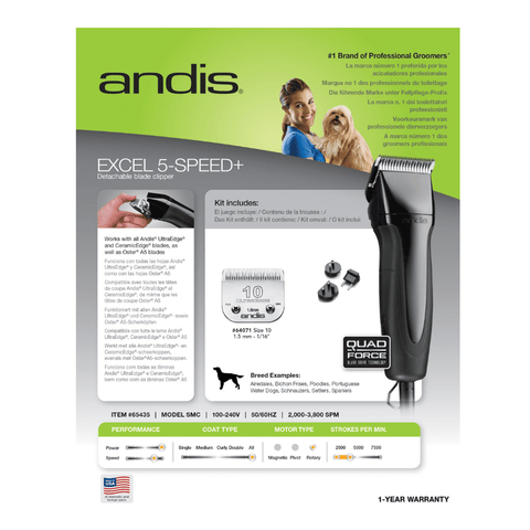 Andis Clipper Excel 5 - Speed - Black - Pet Wizard Australia