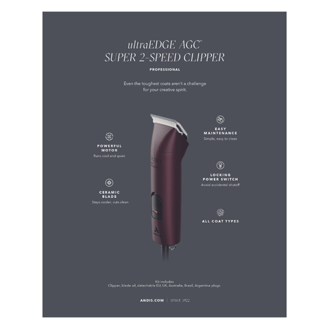 Andis UltraEdge AGC Super 2 - Speed Detachable Blade Clipper Burgundy - Pet Wizard Australia