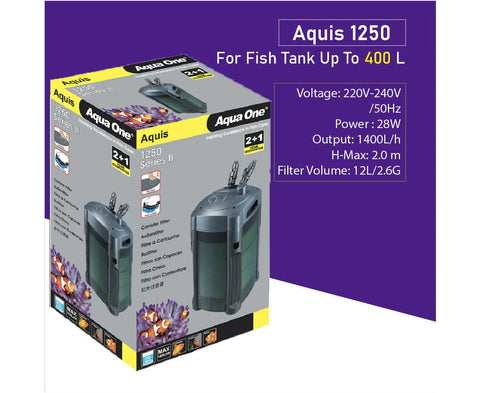 Aqua One Aquis 1250 Series II Canister Filter 1400L/H - Pet Wizard Australia