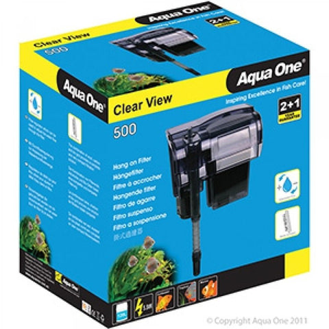 Aqua One Clear View Hang On Filter 500 Waterfall Hang On Back - Pet Wizard Australia