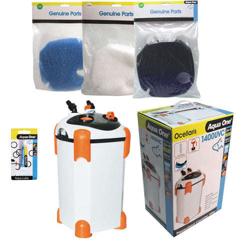 Aqua One Ocellaris Aquarium Canister Filter 1400UVC Value Pack - Pet Wizard Australia