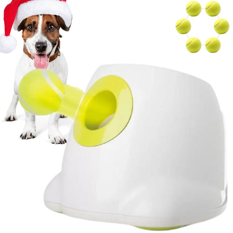 Automatic Ball Launcher Throwing Machine Dog Toys Interactive Tennis Pet 6Balls - Pet Wizard Australia