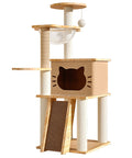 Cat Scratcher Bed Tower with Hammock Climbing Flower Tree Condo Ladder 120cm(Light Coffee) - Pet Wizard Australia