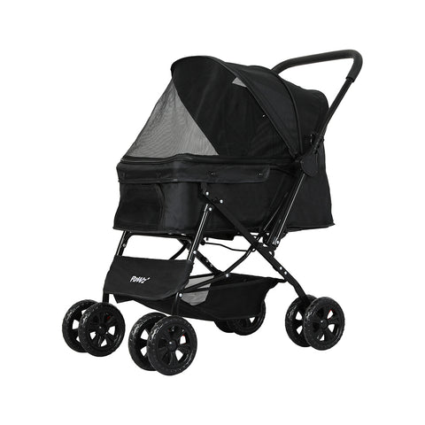 PaWz Pet Stroller Dog Cat Carrier Foldable Black-1831593120043765760