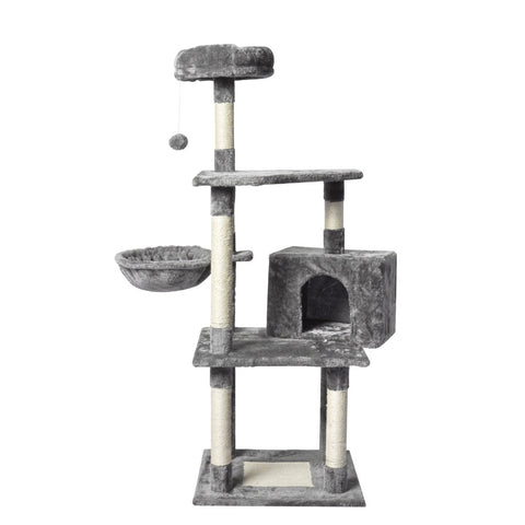 PaWz 130cm Cat Tree Toy Scratching Post Grey-1864184314355388416