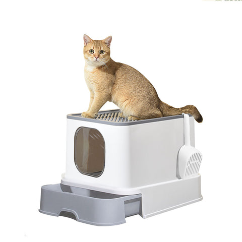 PaWz Cat Litter Box Fully Enclosed Kitty Grey-1864184494043566080