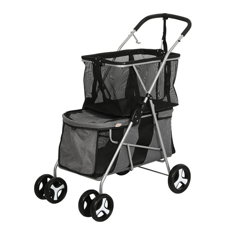 PaWz Pet Stroller 2-Tier Dog Cat Carrier Foldable-1831592635412910080