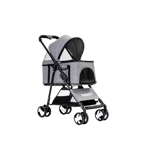 PaWz Large Pet Stroller Dog Cat Travel Grey-1831593123663450112