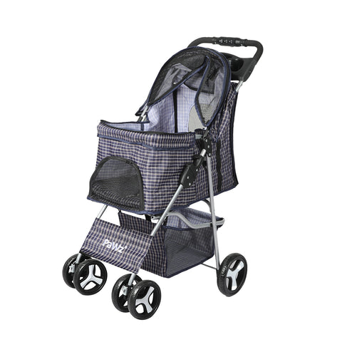 PaWz Large Pet Stroller Dog Cat Carrier Plaid-1843791302639095808