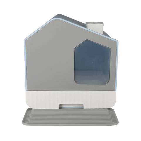 PaWz Fully Enclosed Cat Litter Box Mat Blue-1910112483377549313