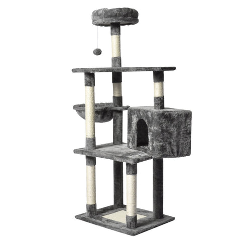 PaWz 130cm Cat Tree Toy Scratching Post Grey-1864184314355388417