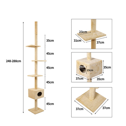 PaWz Cat Scratching Post Tree Cubby Beige-1831592715909992450