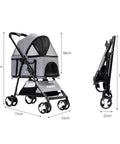 PaWz Large Pet Stroller Dog Cat Travel Grey-1831593123663450114