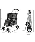 PaWz Pet Stroller 2-Tier Dog Cat Carrier Foldable-1864184625967009794