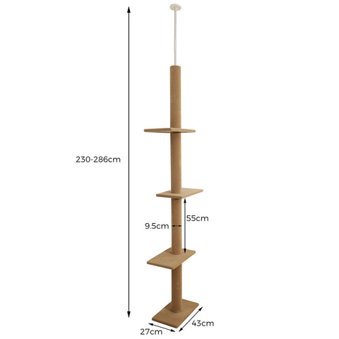 PaWz Cat Tree Tower Scratching Post Beige-1831592867504721922