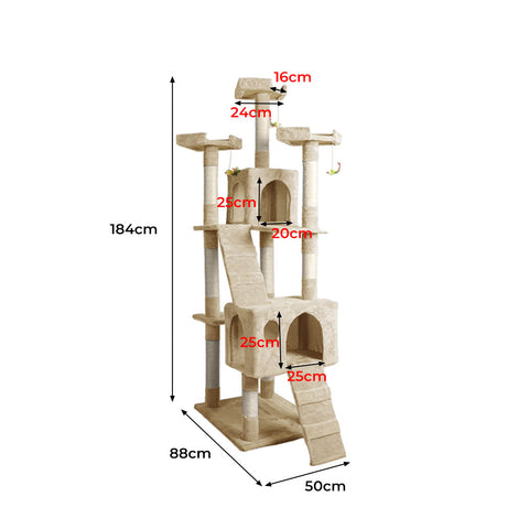 PaWz 184cm Cat Trees Scratching Post Beige-1864184313130651650