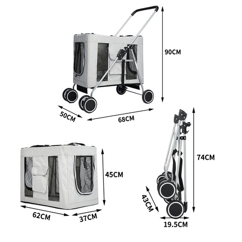 PaWz Pet Stroller Dog Cat Cage Carrier Grey-1910112952279764994