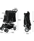 PaWz 4 Wheels Pet Stroller Dog Cat Cage Black-1864184624134098946