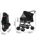 PaWz Pet Stroller Dog Cat Carrier Foldable Black-1831593120043765762