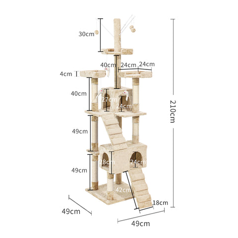 PaWz Cat Tree Scratching Post Scratcher Beige-1864184313503944706