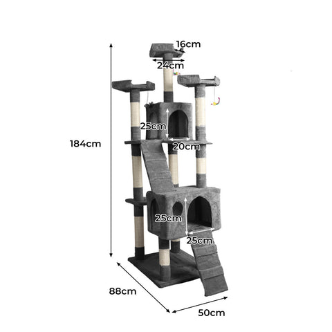 PaWz 184cm Cat Trees Scratching Post Grey-1864184313269063682