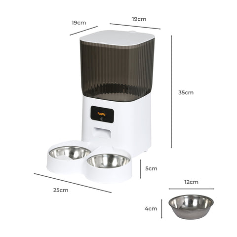 PaWz 5L Automatic Pet Feeder 2 Bowl White-1864184562561716226