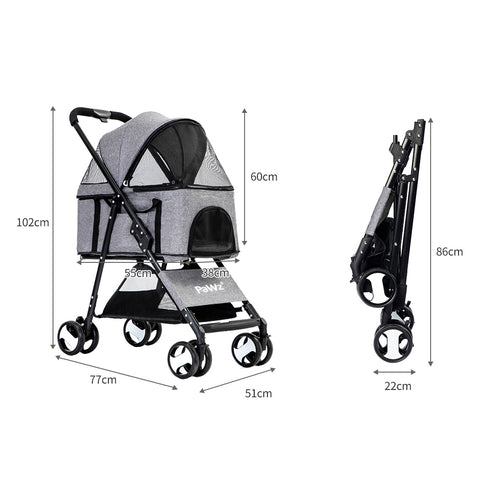 PaWz Large Pet Stroller Dog Cat Travel Grey-1910112545205784578