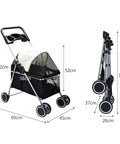 PaWz Large Pet Stroller Dog Cat Carrier Black-1910112545432276994