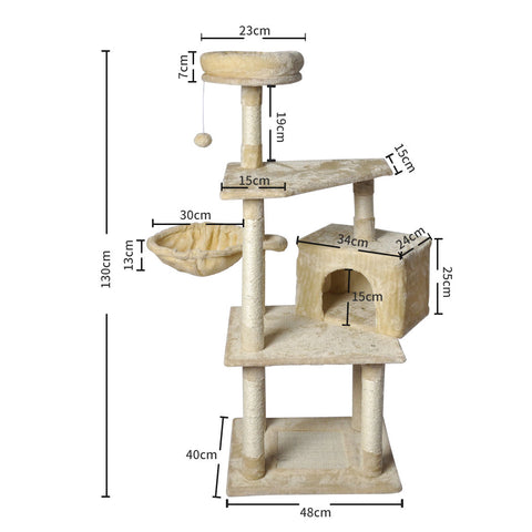 PaWz Cat Tree Toy Scratching Post Scratcher Beige-1864184314212782082