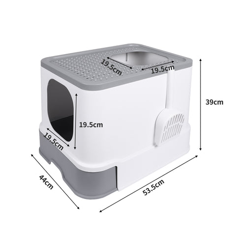 PaWz Cat Litter Box Fully Enclosed Kitty Grey-1848848510464692226