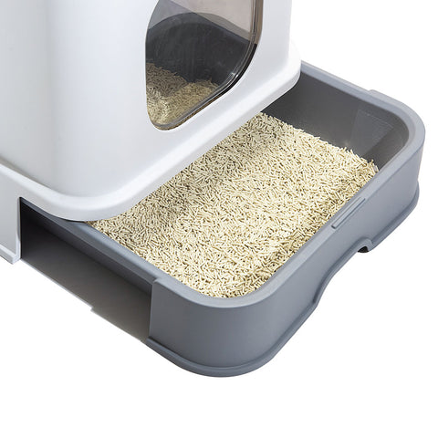 PaWz Cat Litter Box Fully Enclosed Kitty Grey-1848848510464692228