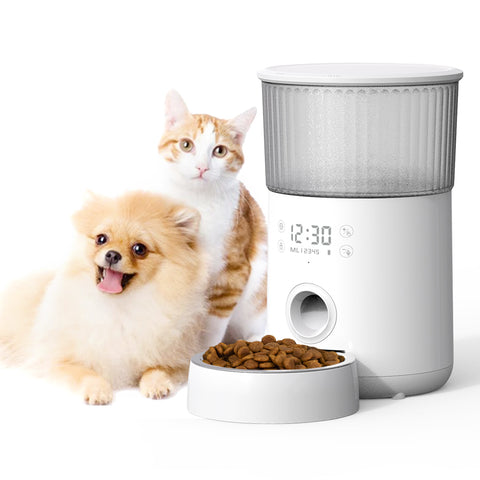 Petwiz White 4L Automatic Pet Feeder Dry Food Dispenser and Water Fountain Combo for Cats and Dogs
