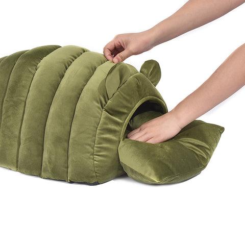 Pet Bed Comfy Kennel Cave Cat Beds Bedding Castle Igloo Round Nest Green M
