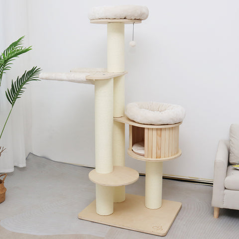 CATIO INTAGE Solid Wood Cat Climbing Tree Post Scratcher 176cm