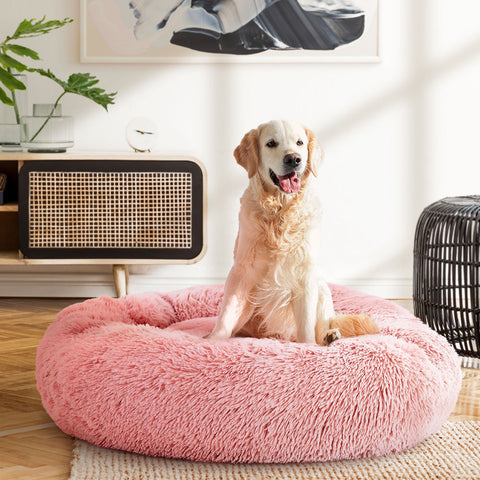 i.Pet Pet Bed Dog Cat 90cm Large Calming Soft Plush Pink