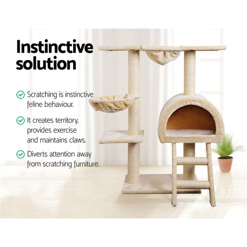 i.Pet Cat Tree 100cm Tower Scratching Post Scratcher Condo House Trees Bed Beige