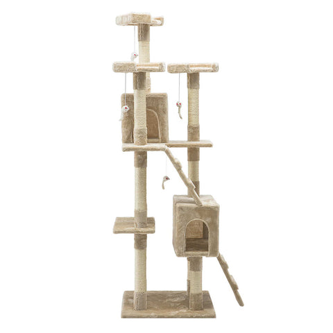 i.Pet Cat Tree 180cm Tower Scratching Post Scratcher Wood Condo House Toys Beige