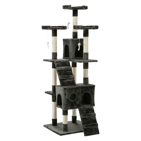 i.Pet Cat Tree 180cm Tower Scratching Post Scratcher Wood Condo House Toys Grey