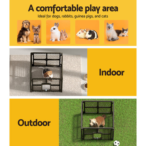i.Pet Dog Playpen Enclosure 4 Panel Pet Fence Plastic Play Pen