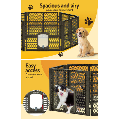 i.Pet Dog Playpen Enclosure 6 Panel Pet Fence Plastic Play Pen