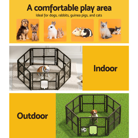 i.Pet Dog Playpen Enclosure 6 Panel Pet Fence Plastic Play Pen