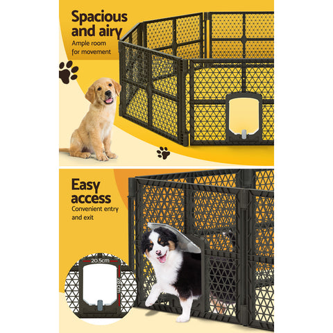 i.Pet Dog Playpen Enclosure 8 Panel Pet Fence Plastic Play Pen