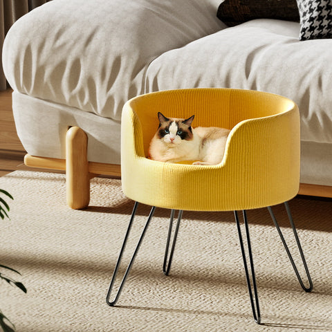 i.Pet Pet Bed Dog Sofa Lounge Cat Calming Raised Couch Yellow