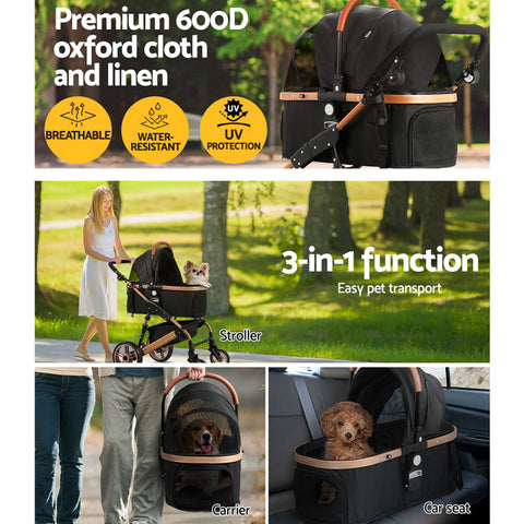 i.Pet Pet Stroller Dog Pram Large Cat Carrier Travel Foldable Pushchair 4 Wheels