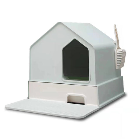 Petwiz Enclosed Cat Litter Box House - Green