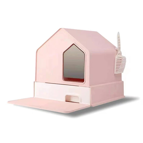 Petwiz Enclosed Cat Litter Box House - Pink