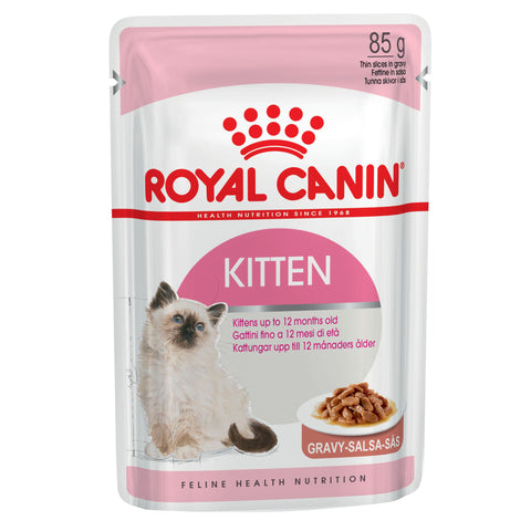 Royal Canin Kitten Dry Food 4kg & 24 x Wet Food Gravy Combo