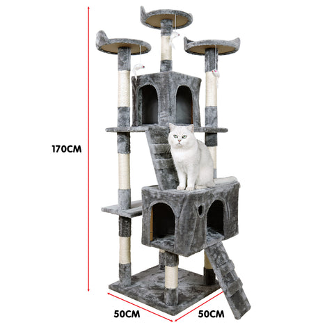 Furtastic 170cm Cat Tree Scratching Post - Silver Grey