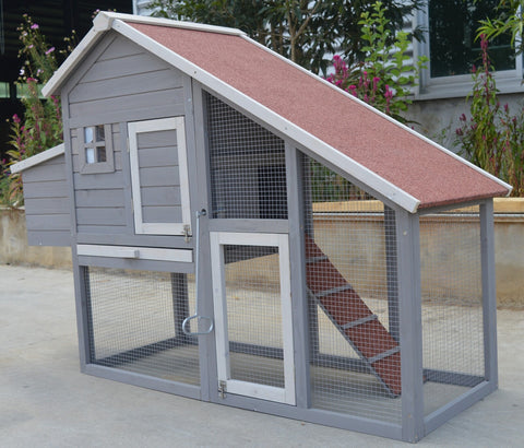 YES4PETS Grey Large Chicken Coop Rabbit Hutch Ferret Guinea Pig Cage Hen Chook Cat Kitten House