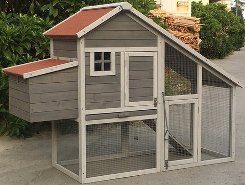 YES4PETS Grey Large Chicken Coop Rabbit Hutch Ferret Guinea Pig Cage Hen Chook Cat Kitten House